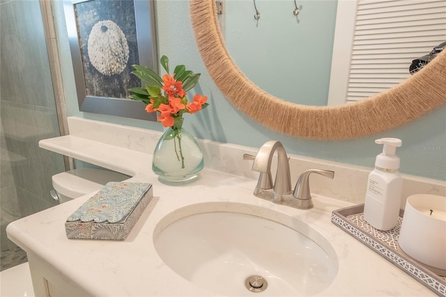 interior details with vanity and toilet