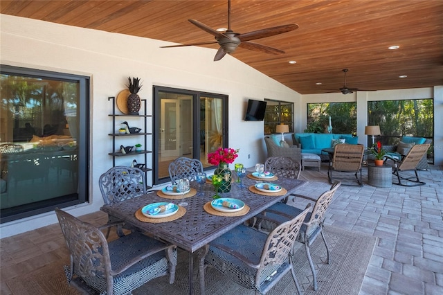 view of patio / terrace featuring outdoor lounge area and ceiling fan