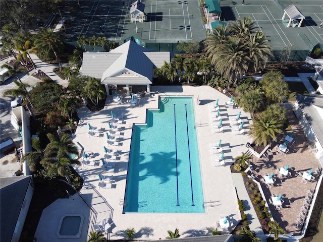 view of swimming pool with a patio