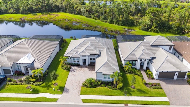 bird's eye view featuring a water view