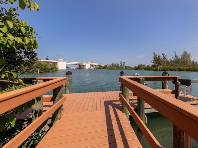 view of dock featuring a water view