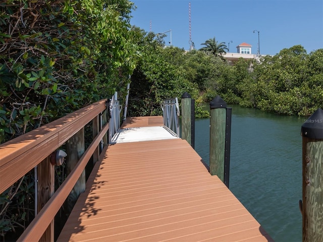 view of dock featuring a water view