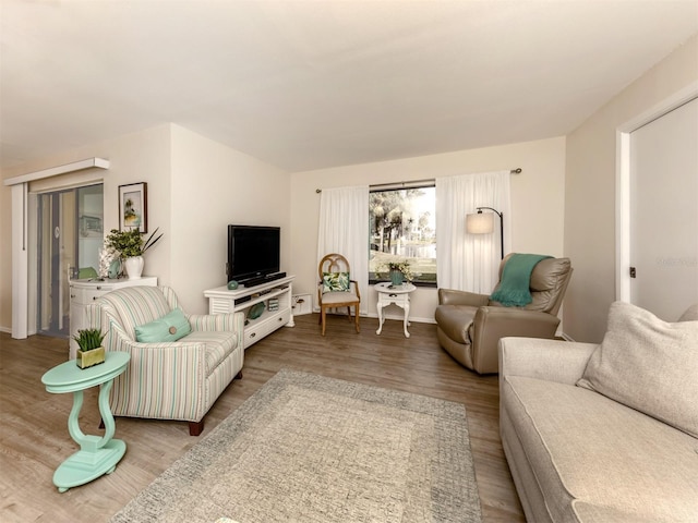 living room with hardwood / wood-style flooring