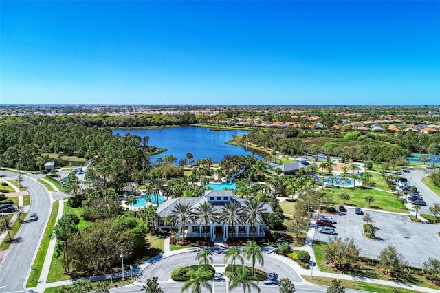 bird's eye view featuring a water view