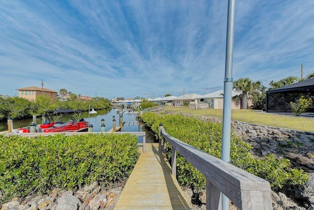 dock area featuring a water view