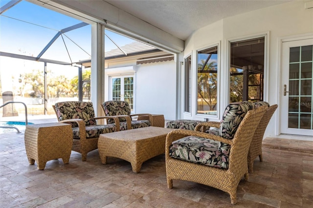 view of patio / terrace with a lanai and an outdoor hangout area