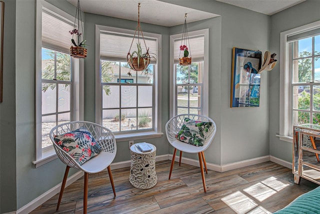 living area featuring hardwood / wood-style flooring