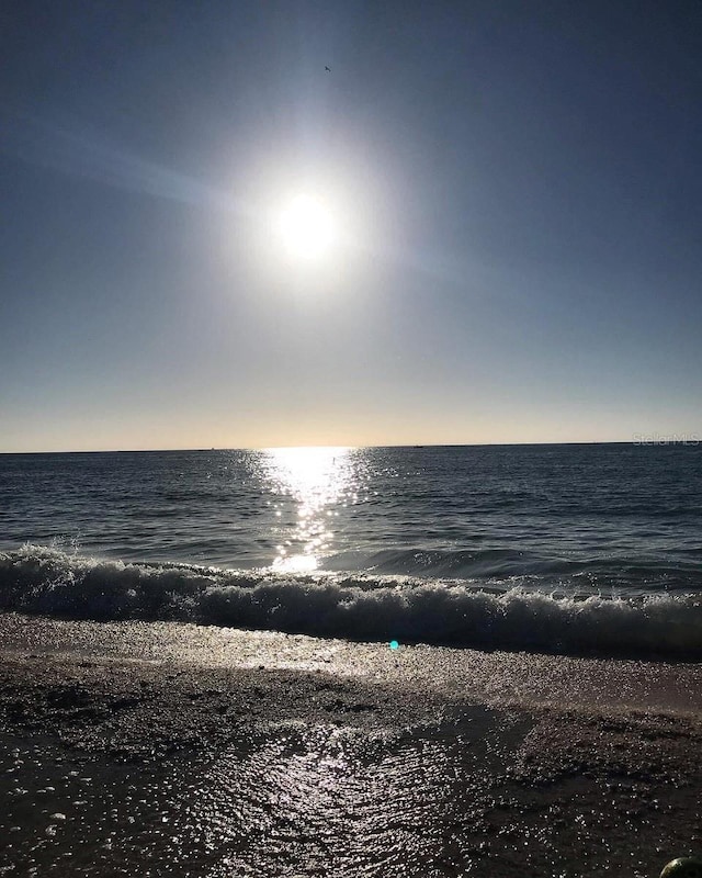 view of water feature featuring a beach view