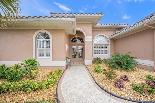 doorway to property with french doors