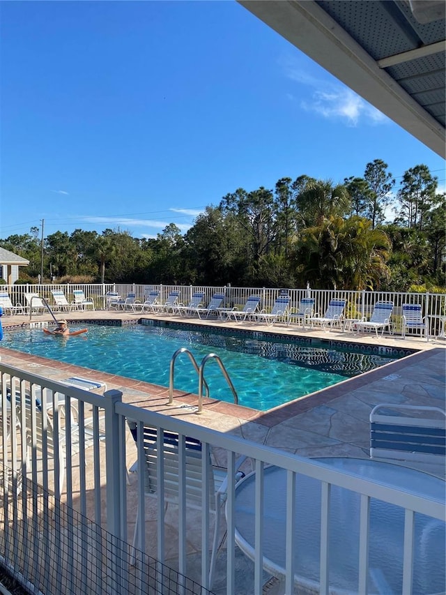 view of swimming pool with a patio