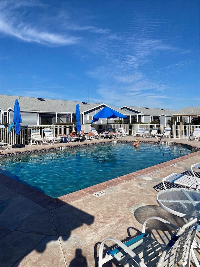 view of pool featuring a patio