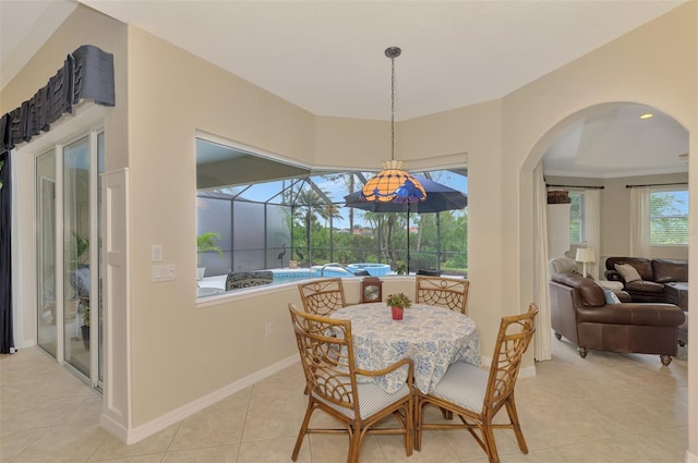 view of tiled dining area