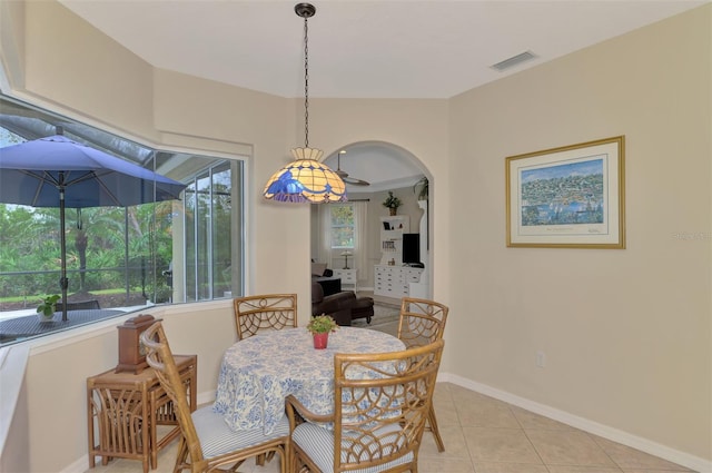 view of tiled dining room