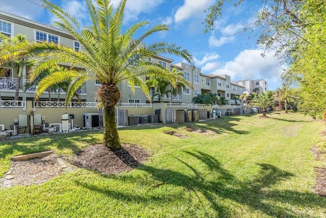 view of property's community with a lawn