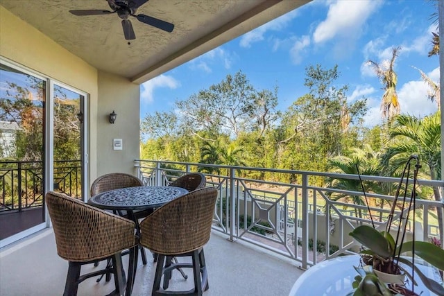 balcony with ceiling fan