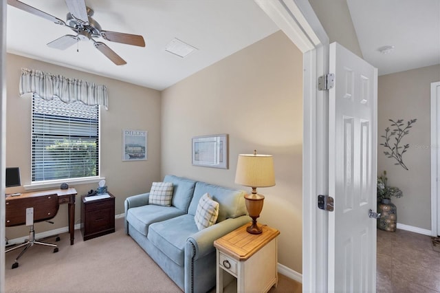 office area featuring ceiling fan