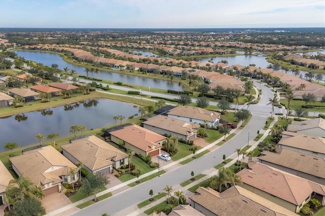 bird's eye view featuring a water view