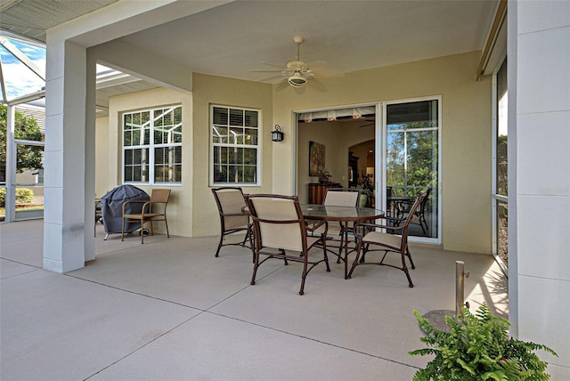 view of patio with ceiling fan