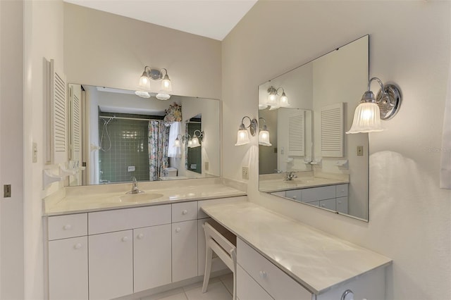 bathroom featuring vanity and tile patterned floors