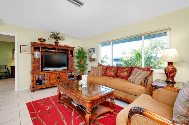 view of tiled living room