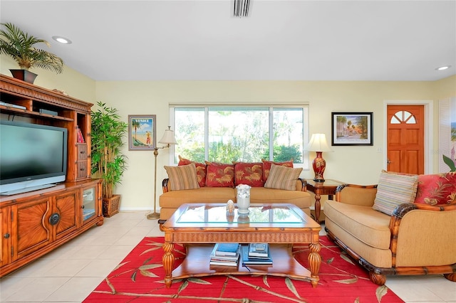 view of tiled living room