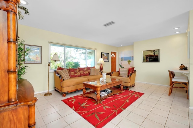 view of tiled living room