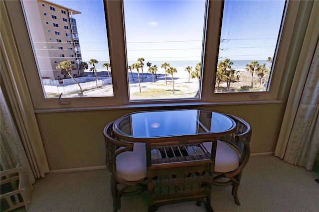 view of carpeted dining area