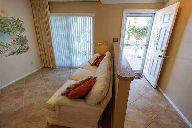 view of tiled living room