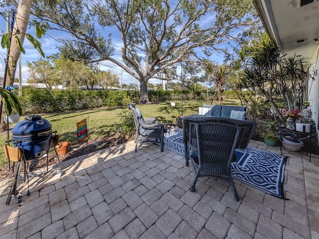 view of patio with area for grilling