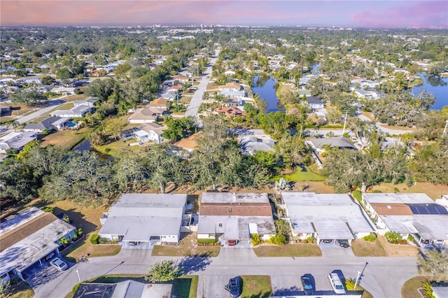 view of aerial view at dusk