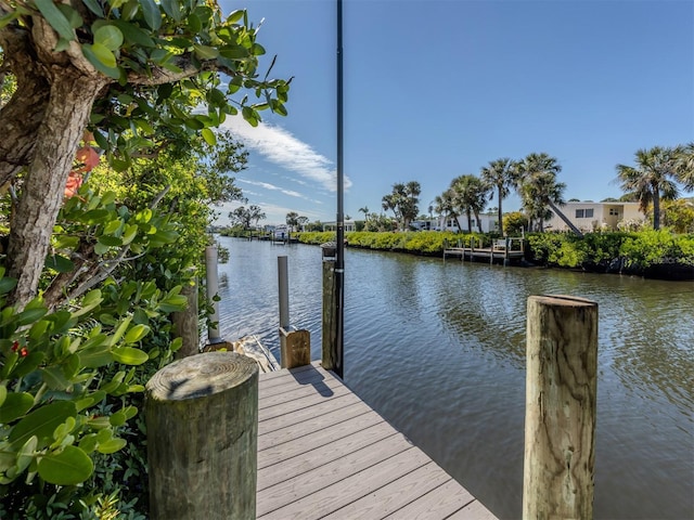 dock area featuring a water view