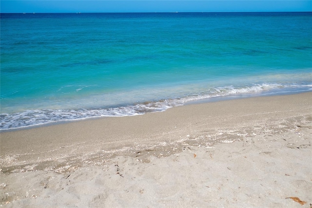 property view of water featuring a beach view