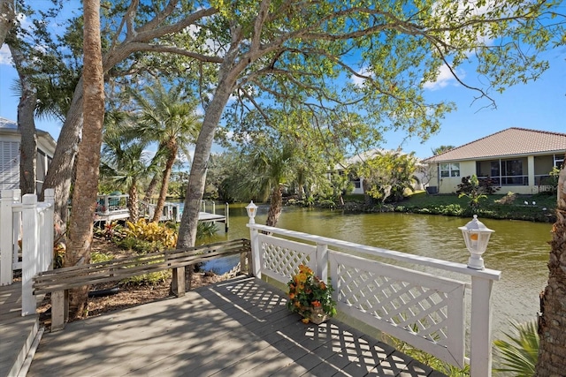 exterior space featuring a water view