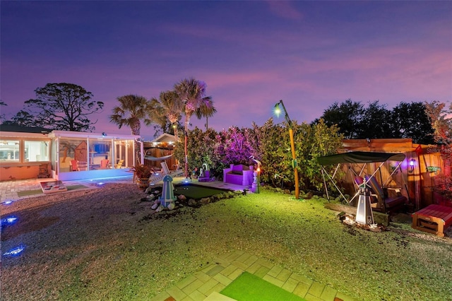 view of yard with a patio area and a pergola