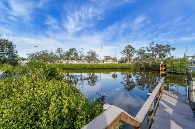 view of dock featuring a water view