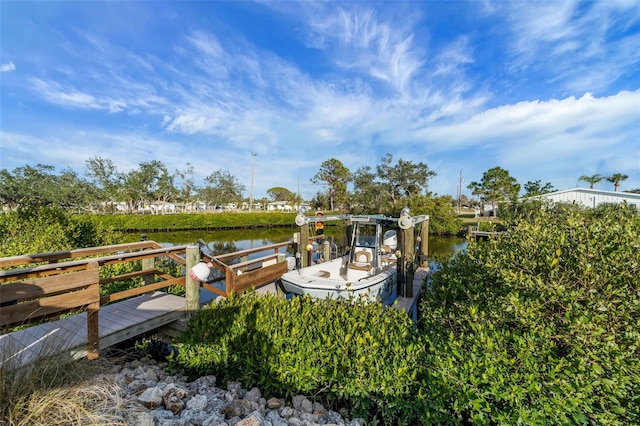 view of dock featuring a water view