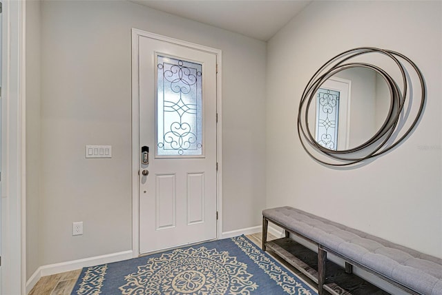 entrance foyer featuring wood-type flooring