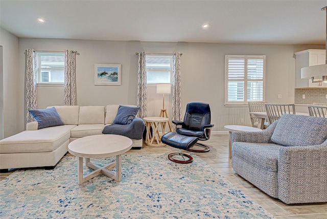 living room featuring light hardwood / wood-style flooring