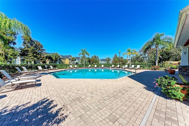 view of pool featuring a patio