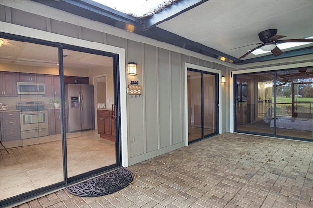 view of patio / terrace with ceiling fan