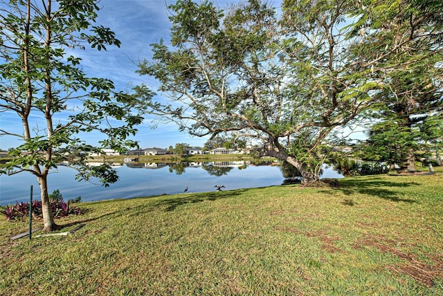 view of yard featuring a water view