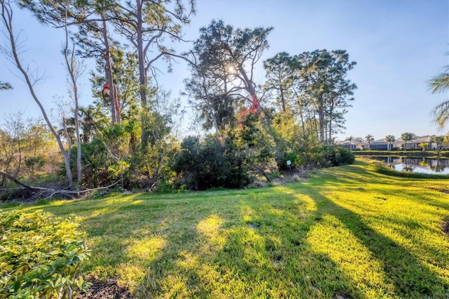 view of yard featuring a water view