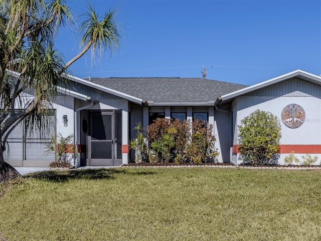 ranch-style home with a front yard