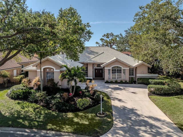 view of front of home with a front yard