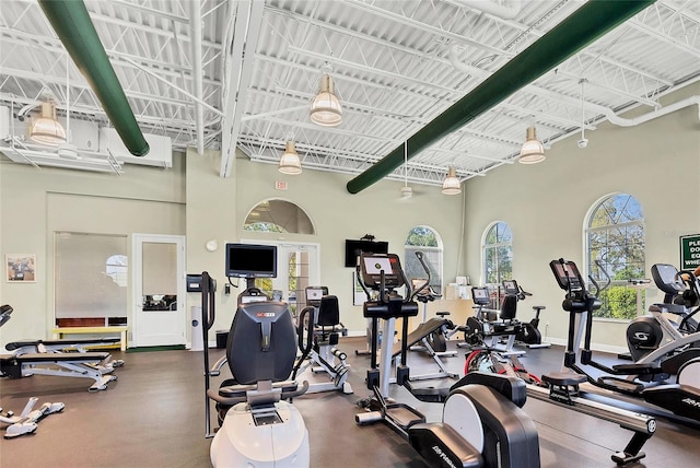 gym featuring a high ceiling