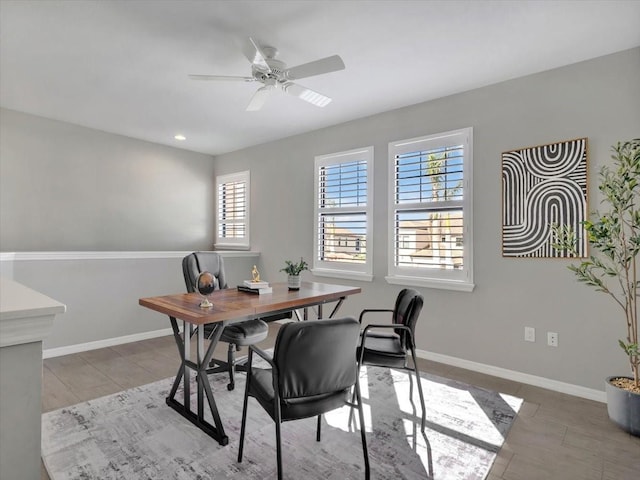 office area featuring ceiling fan