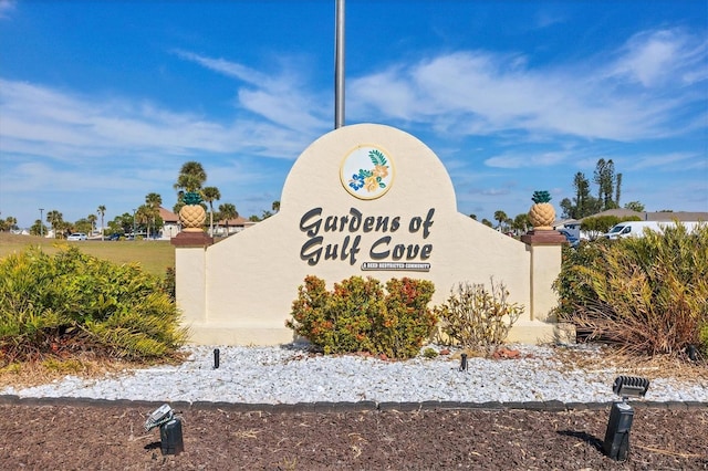 view of community sign