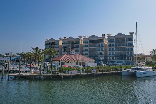 view of water feature featuring a boat dock