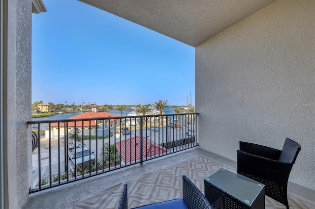 balcony with a water view