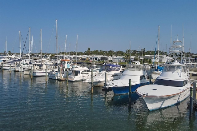 view of dock featuring a water view